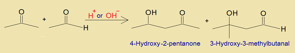 aldol condensation between an acetone and acetaldehyde